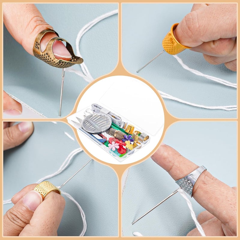 CousDUoBe 25 Pcs Sewing Thimble Kit,thimbles for Hand Sewing，Needle threaders，Seam Rippers for Sewing，Measuring Tape and Thread Snips, Hand Embroidery Craft（Complete Sewing Kit） - Image 3